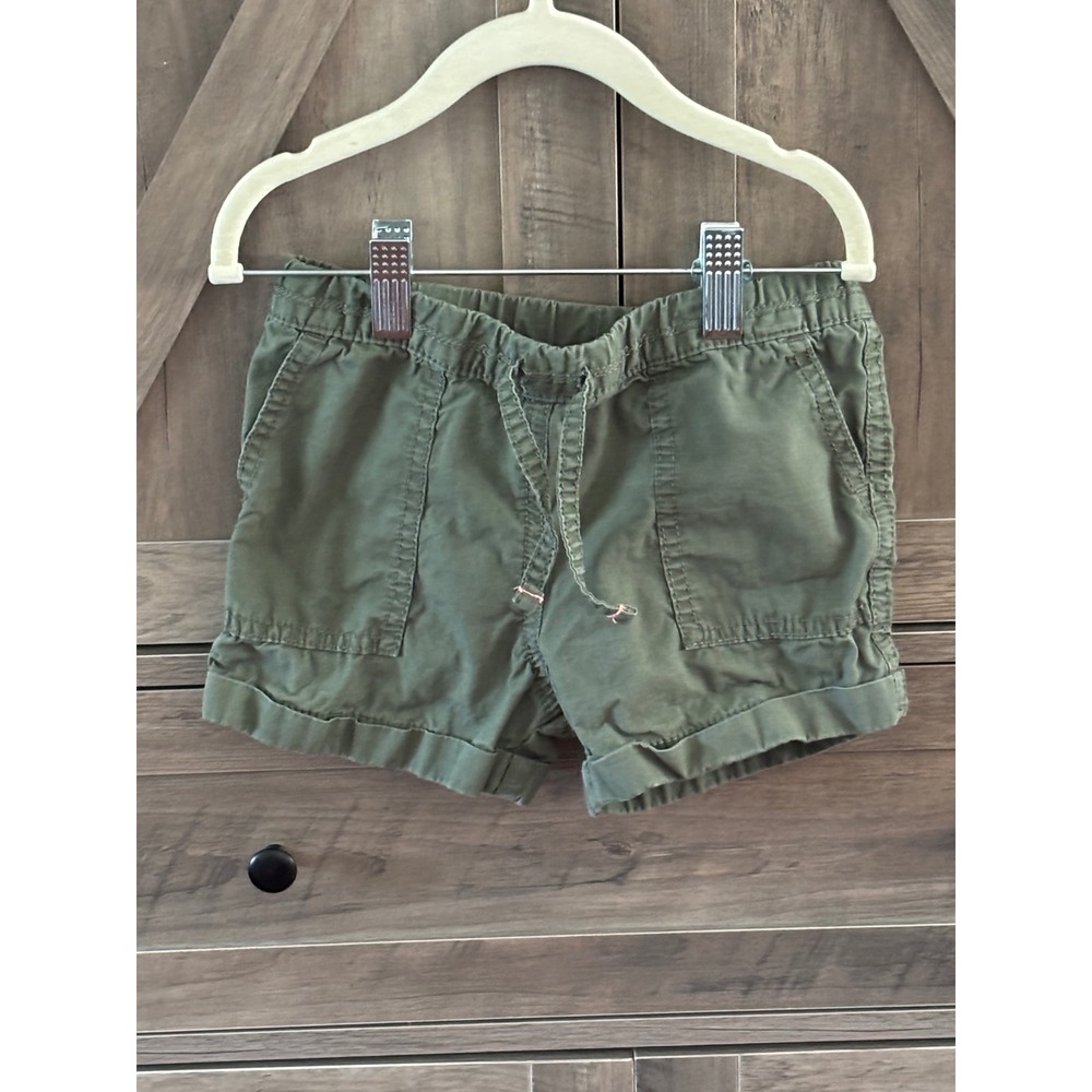 Carters Girls Olive Green Utility Shorts Size 5 Elastic Waist Cotton Cuffed